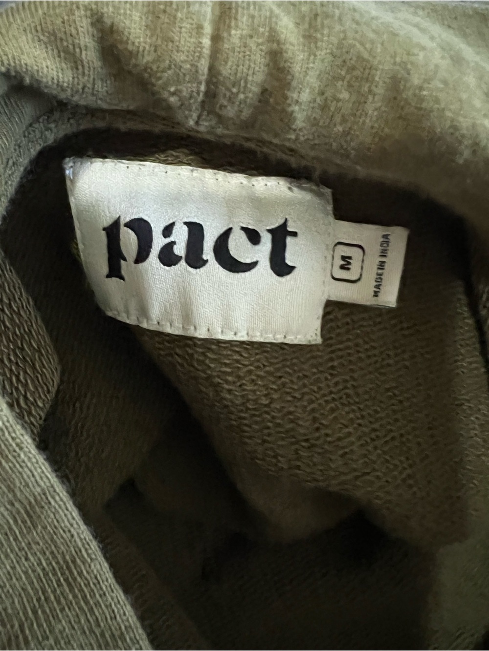 Pact Organic Cotton Cropped Pullover Kangaroo Pocket Olive Green Sweater - Picture 10 of 10